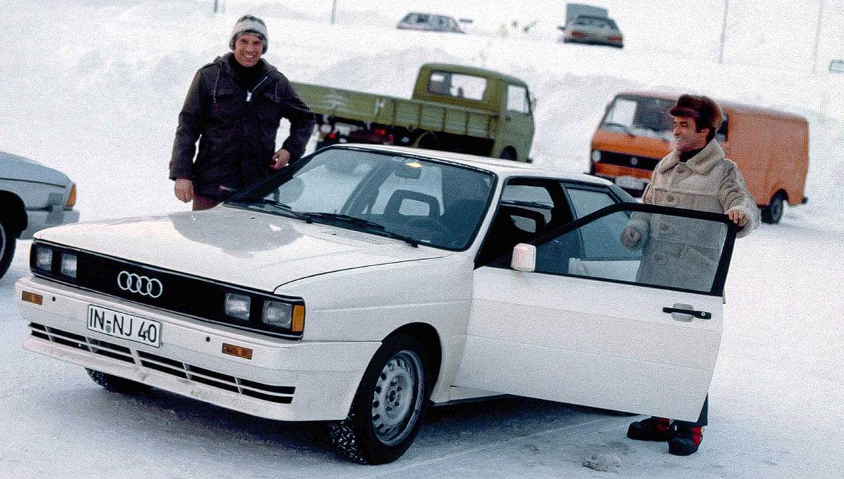 Audi quattro Versuchsfahrzeug bei Test in Finnland Winter 1978